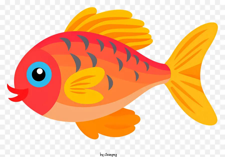 Dibujos Animados De Pescado，Pescado Naranja Y Negro PNG