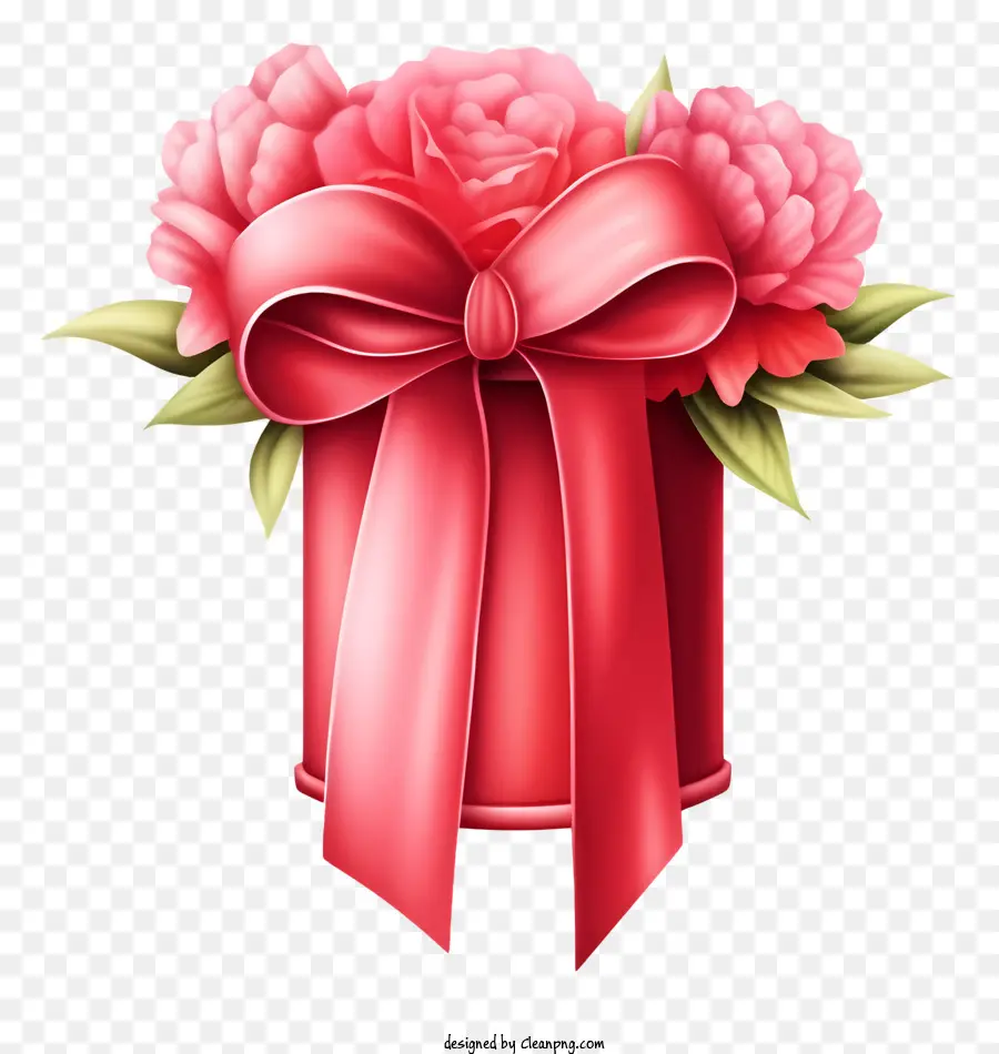 Caja De Regalo Rosa，Caja De Regalo Con Flores PNG