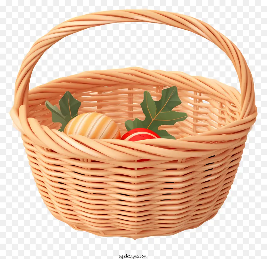 Wicker Basket，Cesta Redonda Pequeña PNG