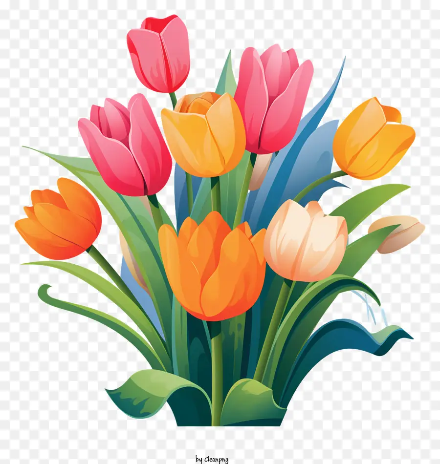 Coloridos Tulipanes，Ramo PNG