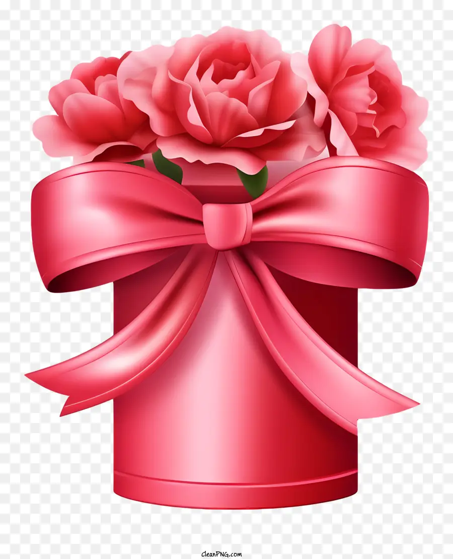 Caja De Regalo Rosa，Caja De Regalo Con Flores PNG