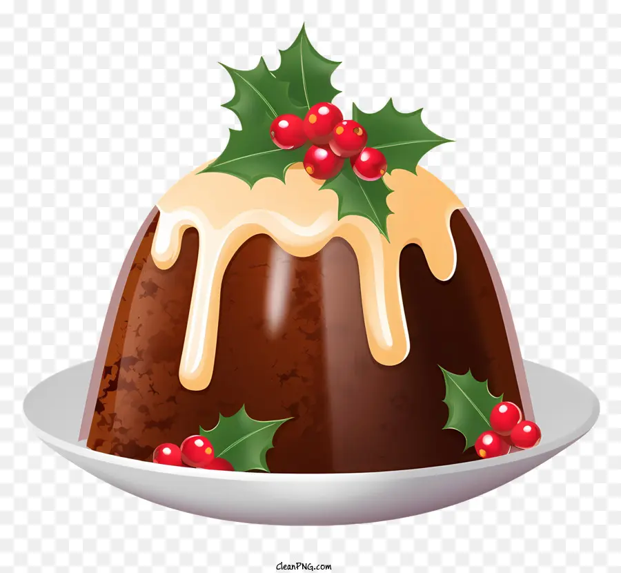 Pudín De Navidad，Hojas De Acebo PNG