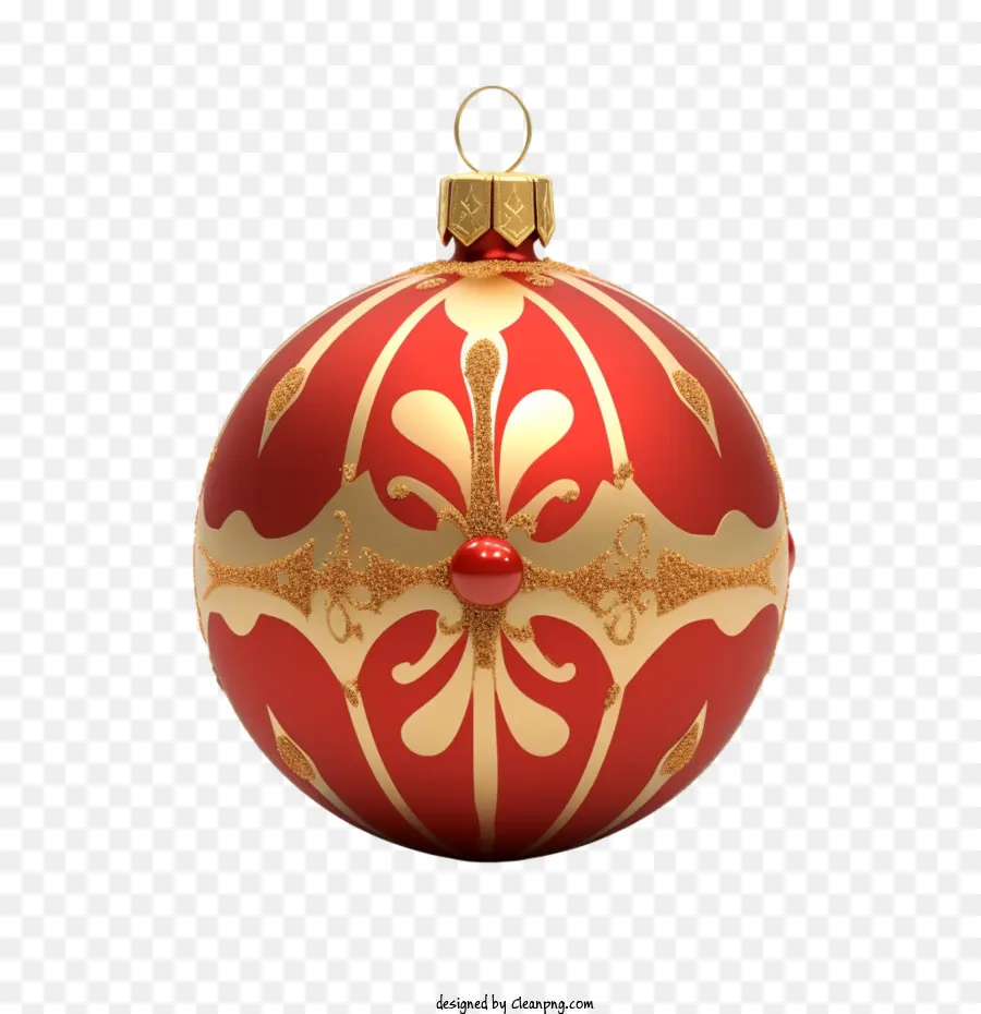 Bola De Navidad，Adorno Rojo Y Dorado PNG