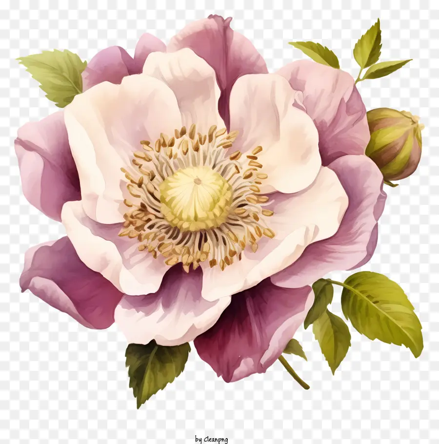 Rosa Rosa，Pétalos Blancos Y Amarillos PNG