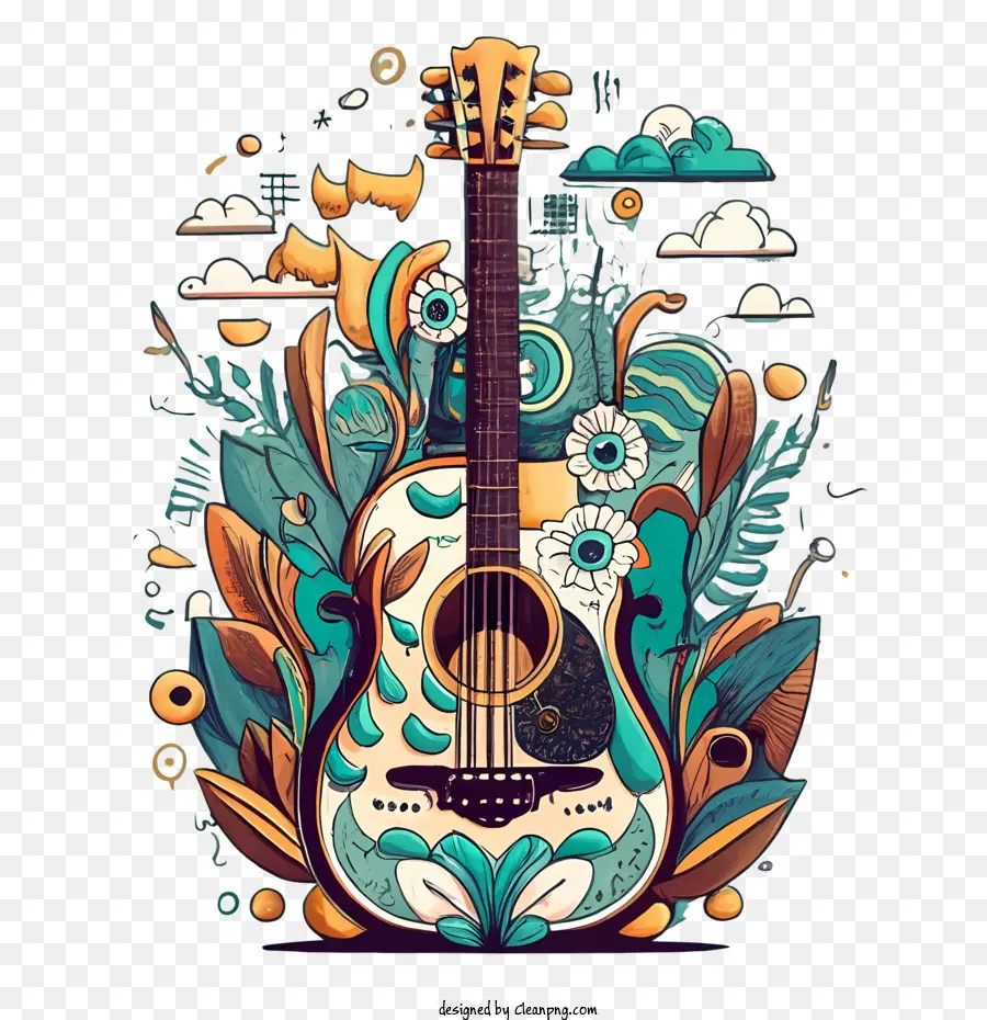 Guitarra，Guitarra Colorida PNG