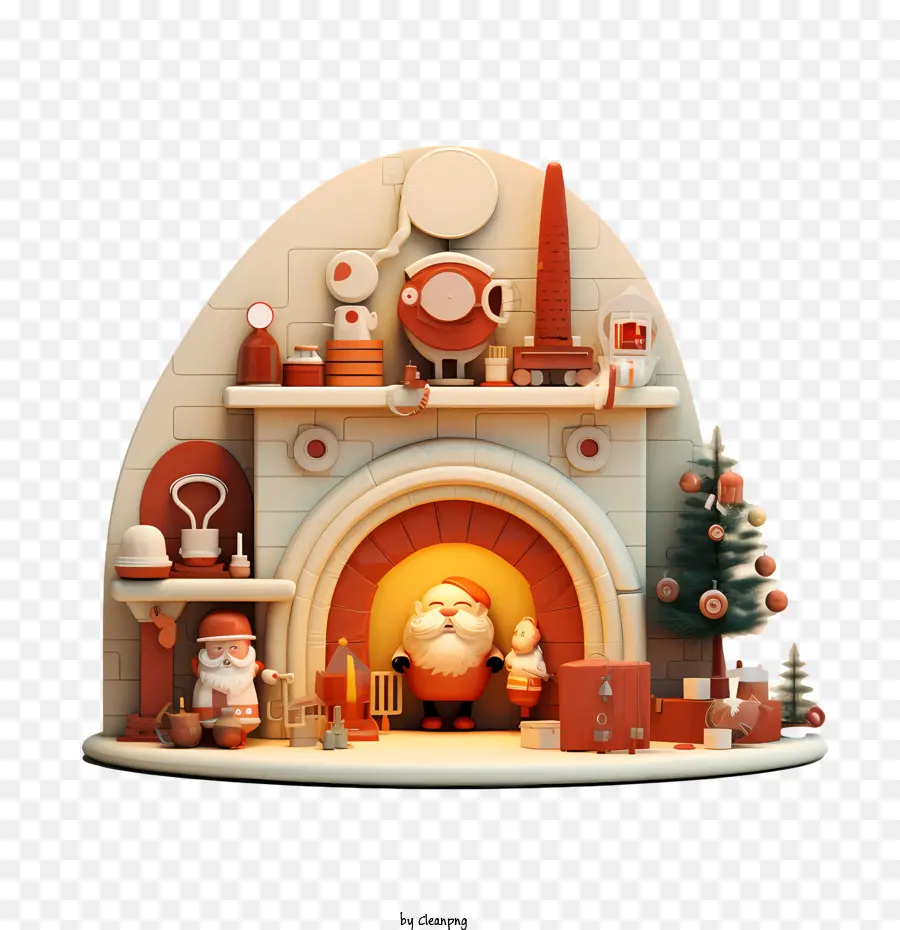 La Navidad Chimenea，Santa Claus PNG