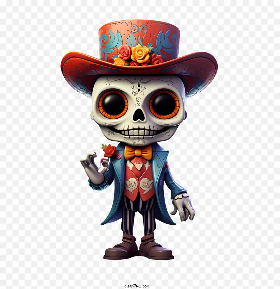 Día De Los Muertos，Esqueleto Con Sombrero De Copa PNG