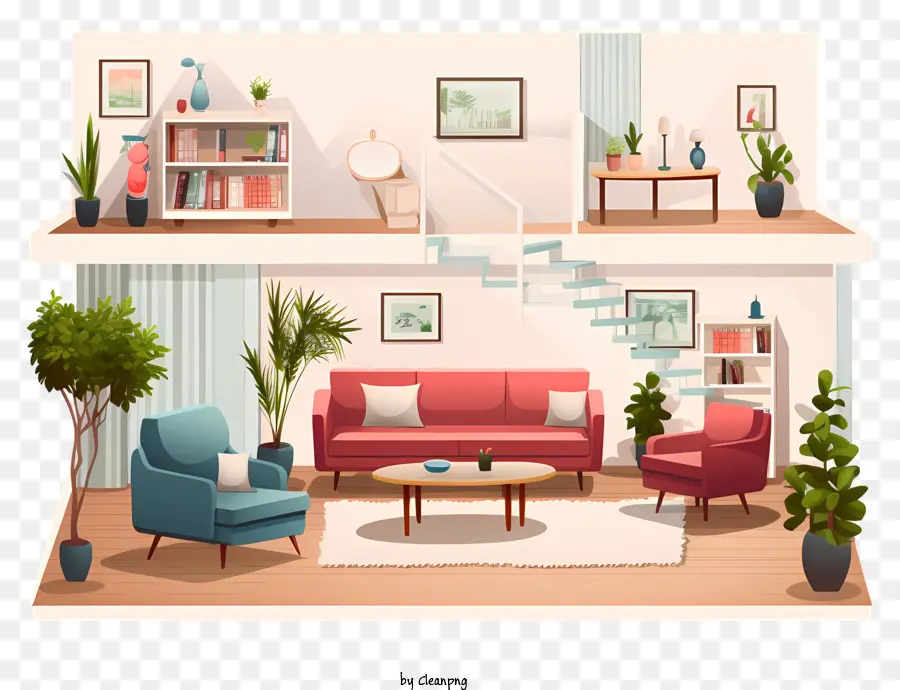 Moderna Sala De Estar，Estilo Loft PNG