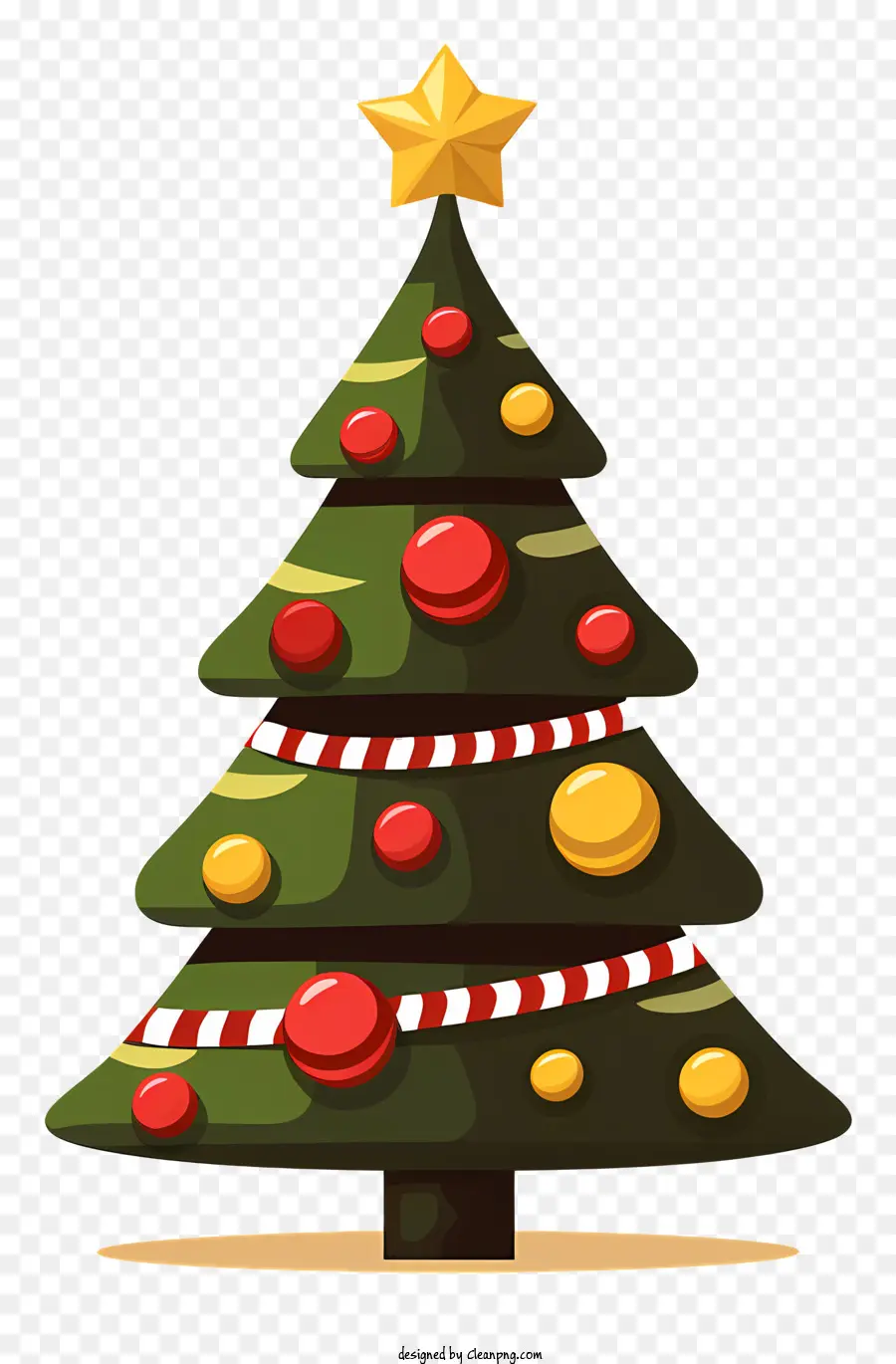 árbol De Navidad，Decoraciones Verdes Y Rojas PNG