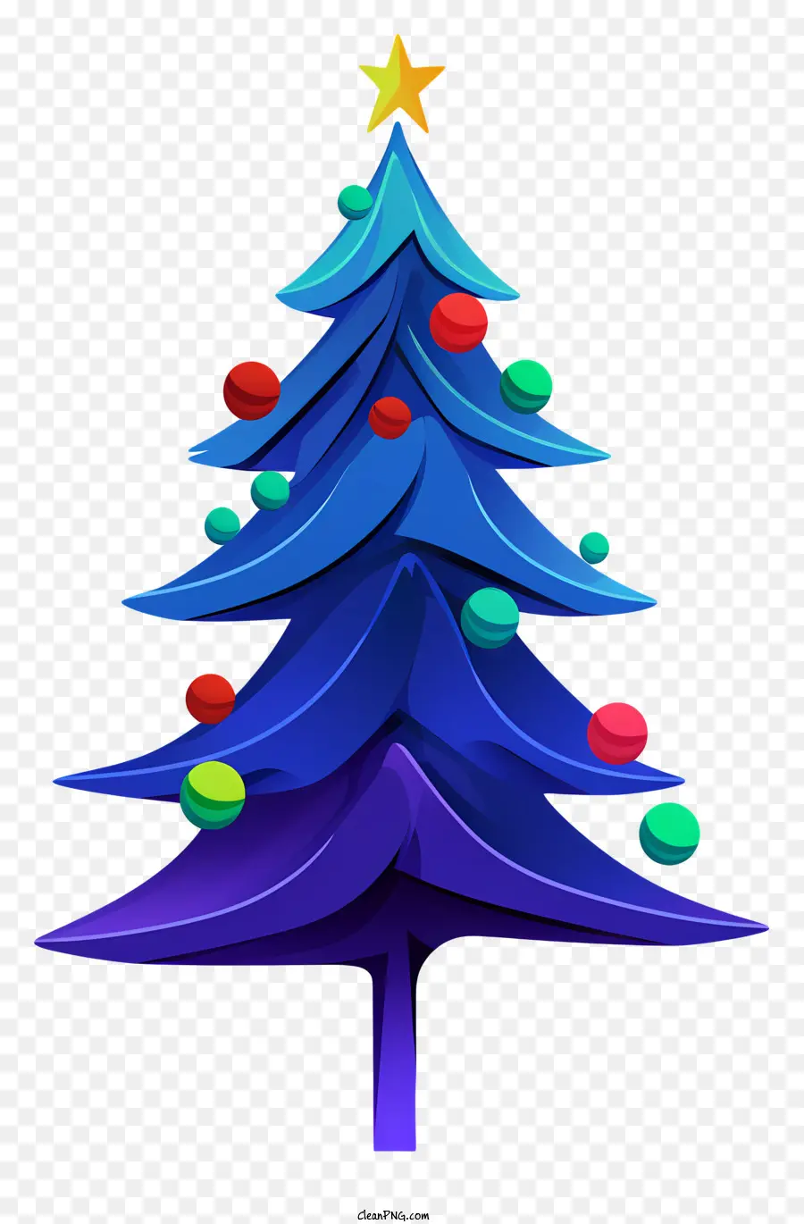 Azul árbol De Navidad，Adornos Coloridos PNG