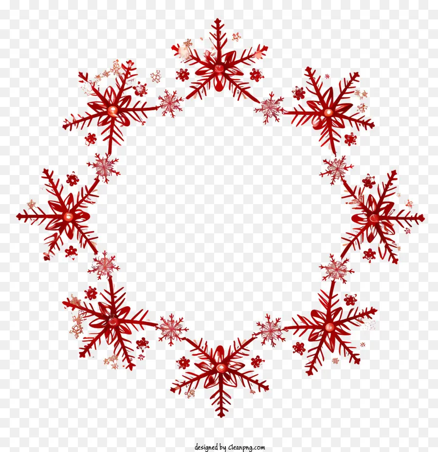 Marco De Navidad，Copos De Nieve Rojos PNG