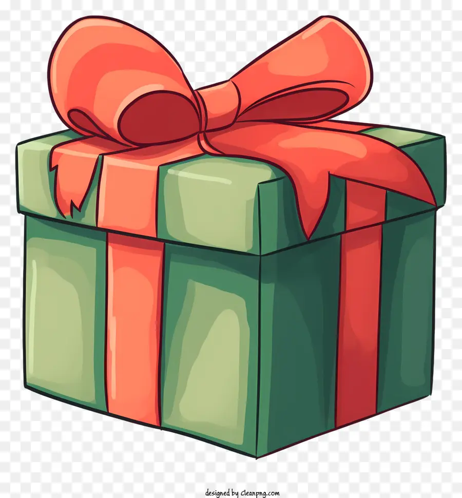 Presente Con Cinta，Verde De La Caja De Regalo PNG