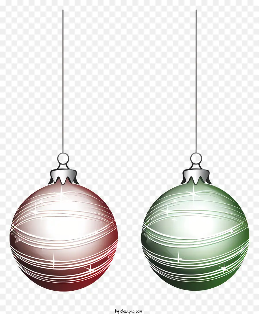Bolas De Navidad Ornamentales，Bolas Verdes Y Rojas PNG
