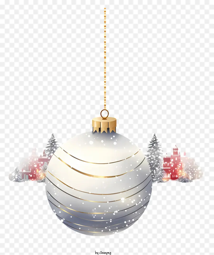 Adorno Blanco Y Dorado，Adorno Navideño Plateado PNG