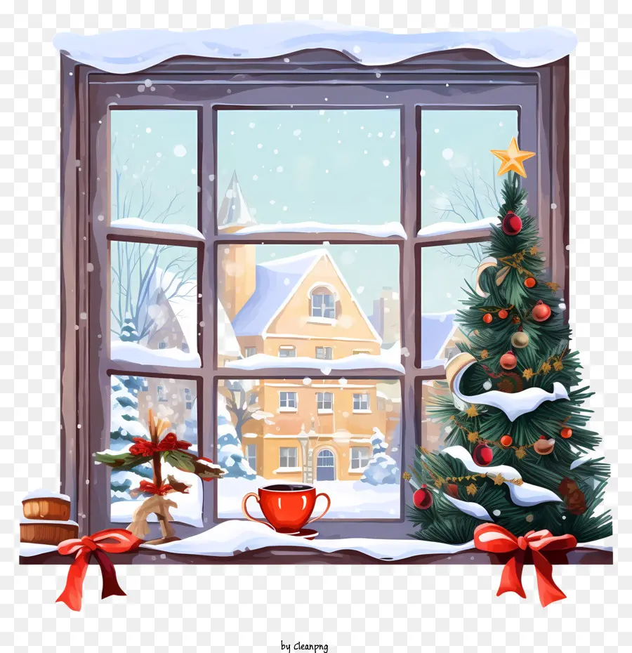 Nieve，Ventana De Navidad PNG