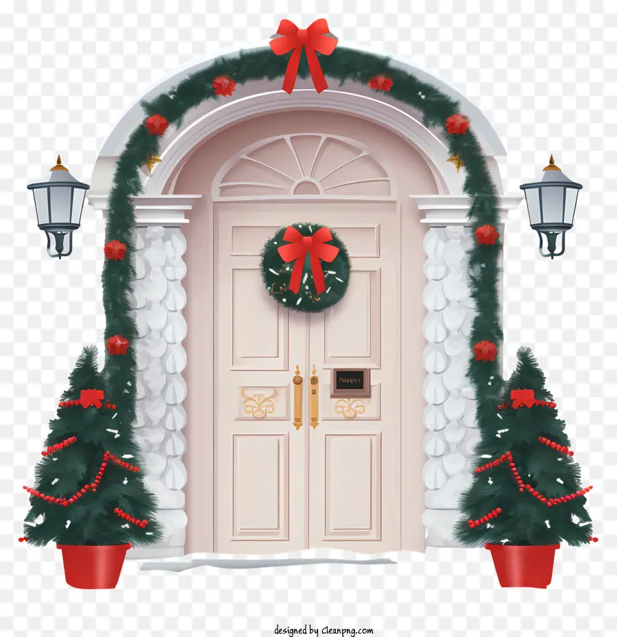 Decoraciones De Puertas De Navidad，Corona PNG