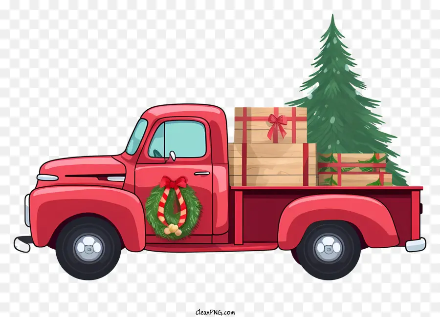 Ford Red F100，Corona De Navidad PNG