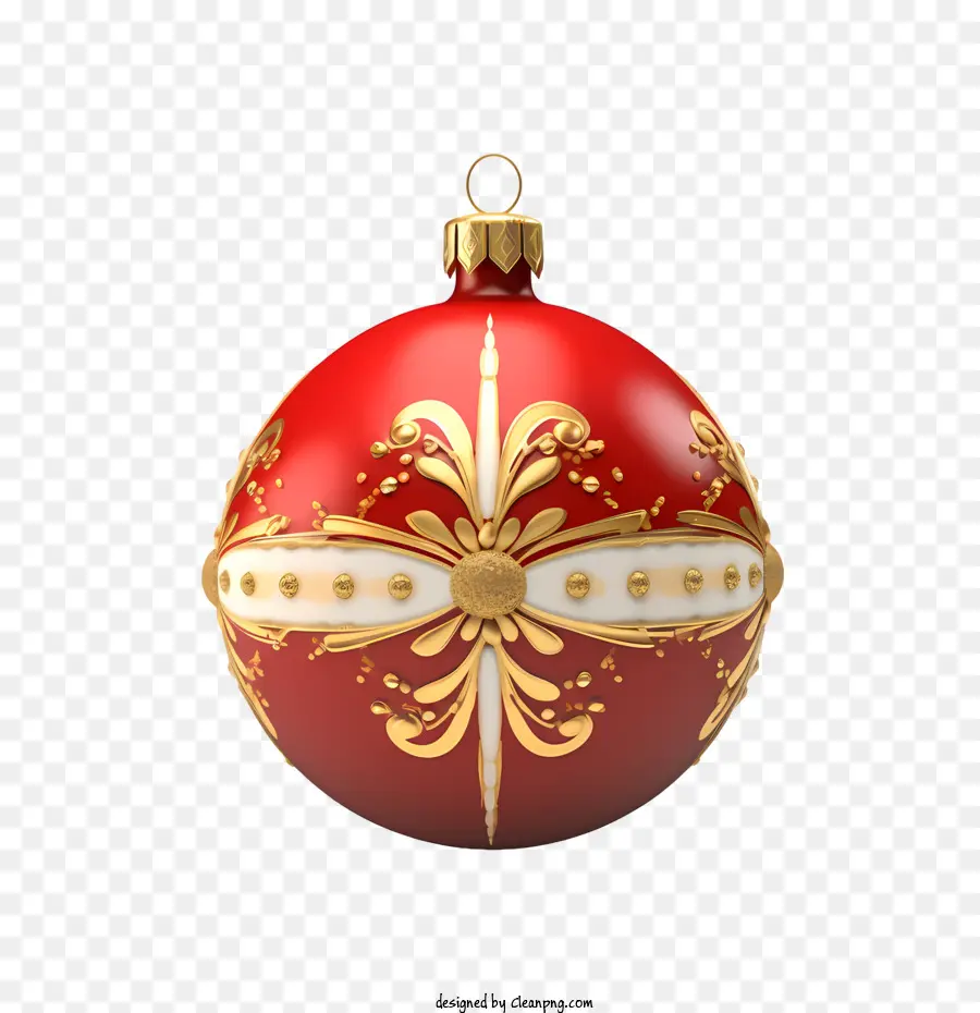 Bola De Navidad，Adorno Rojo Y Dorado PNG