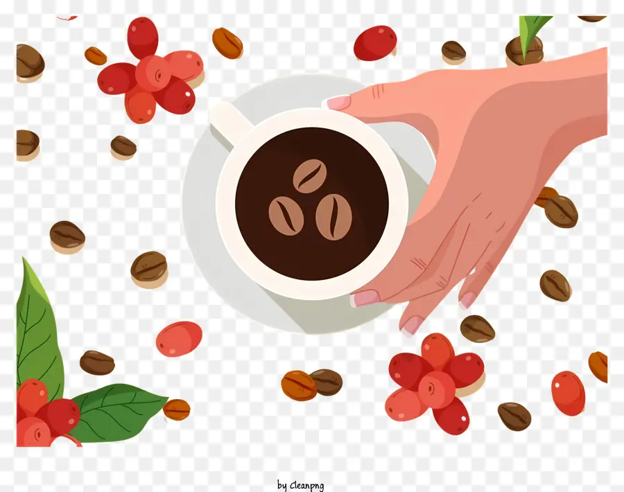 Café，Taza De Café Y Mano PNG