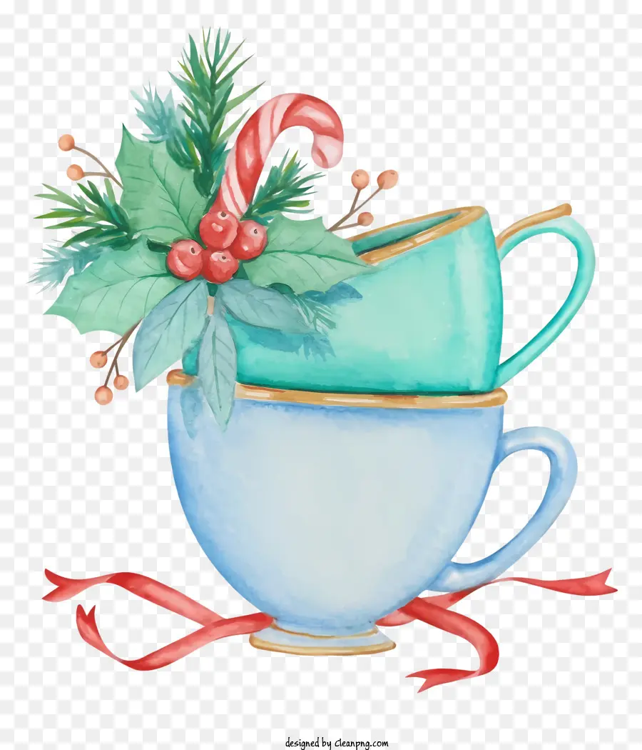 Escena De Navidad，Tazas Y Platillos PNG