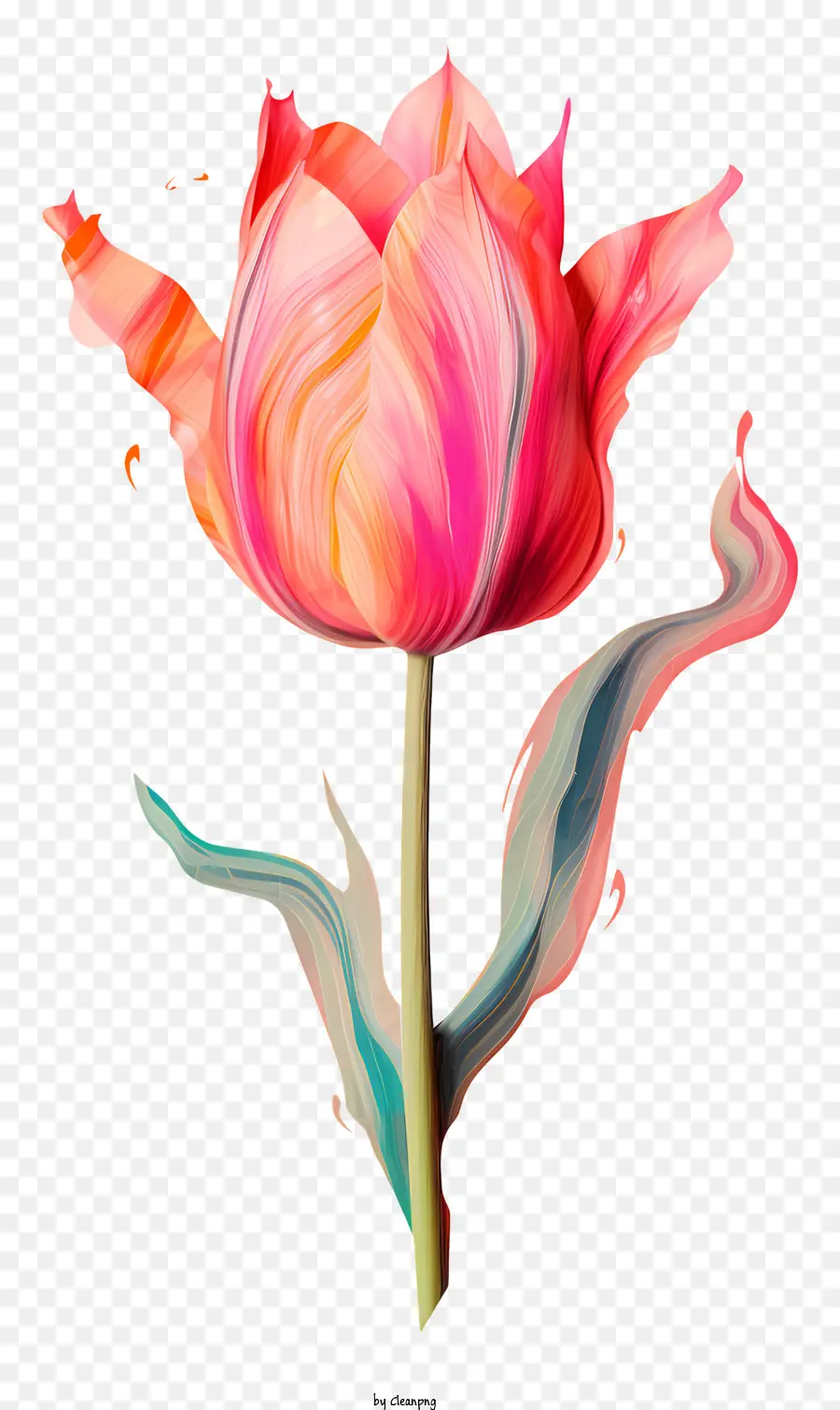 Pintura De Tulipán Rosa，Arte De Tulipán Que Fluye PNG