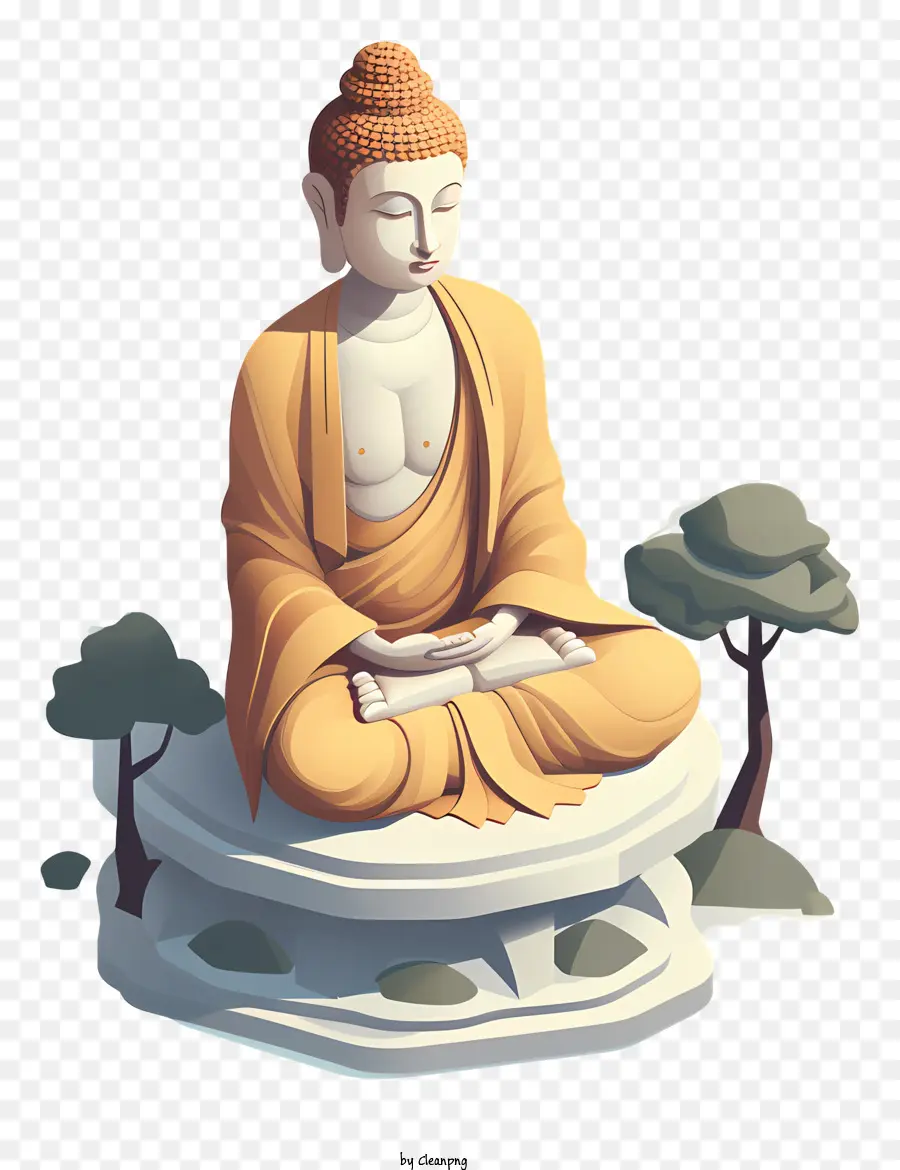 Estatua Budista，Pose Meditativa PNG