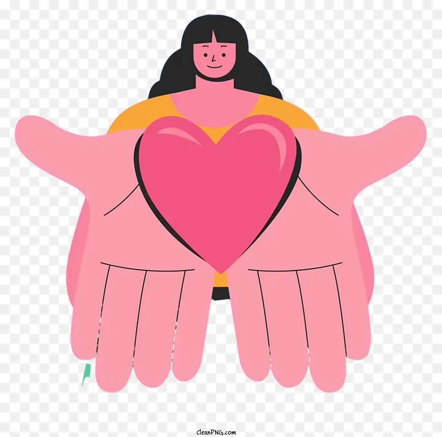 Mujer Con Brazos Abiertos，Corazón Grande PNG