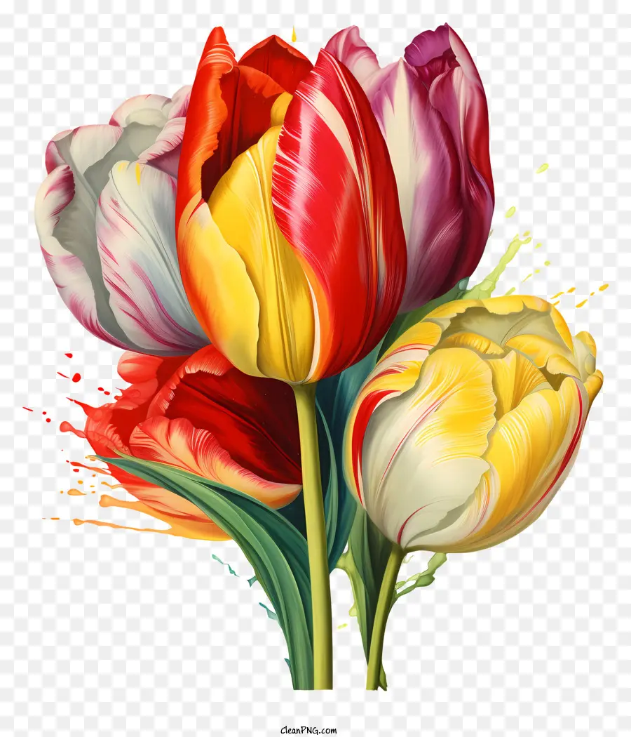 Ramo，Tulipanes Multicolores PNG