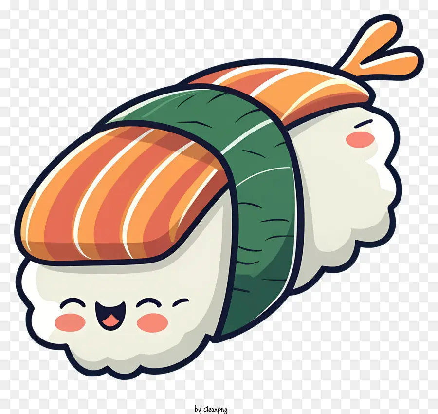 Rollo De Sushi De Dibujos Animados，Sushi Sonriente PNG