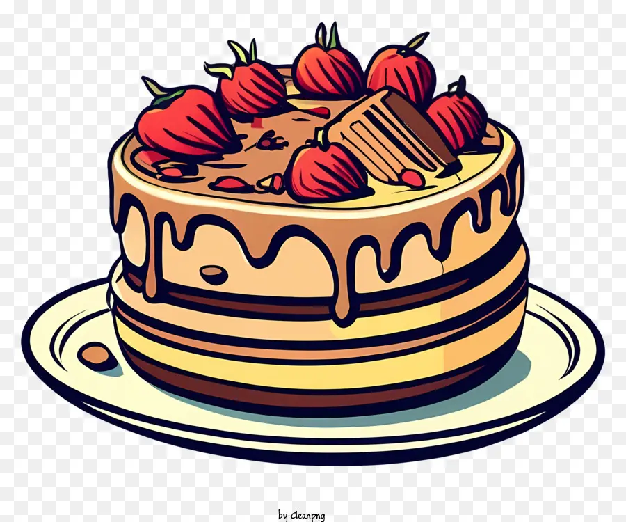 Pastel，Pastel Con Fresas PNG