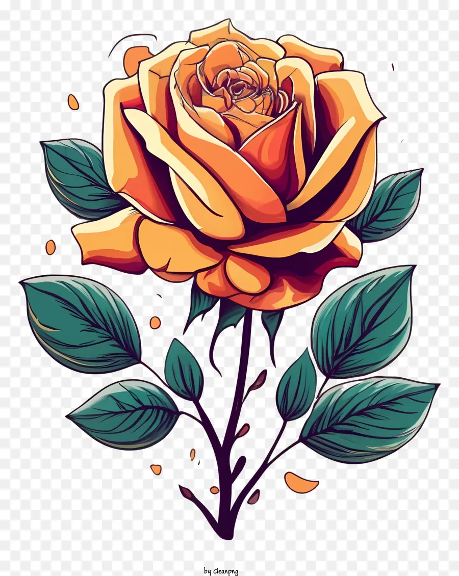 Rose Dibujo，Pétalos Amarillo PNG