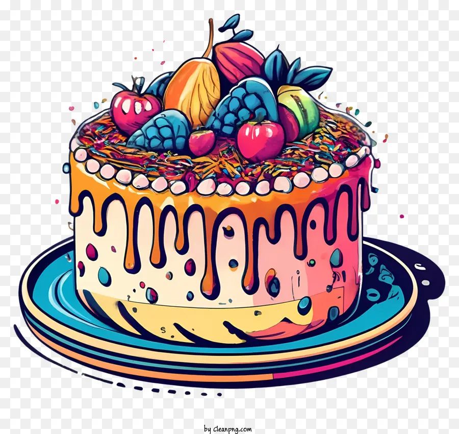 Torta De Cumpleaños，Pastel Con Frutas PNG