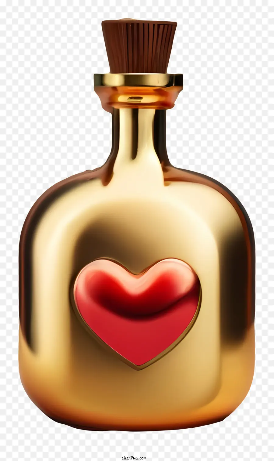 Botella De Perfume Dorado，Perfume Del Corazón Rojo PNG