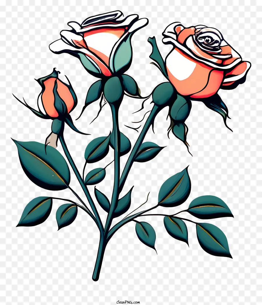 Ramo，Rosas Coloridas PNG