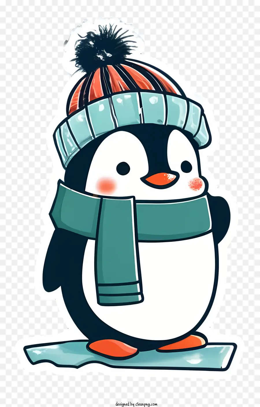 Dibujos Animados De Pingüinos，Gorra De Punto Rojo PNG