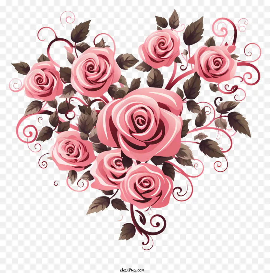 Rosas De La Forma Del Corazón，Remolino De Rosa Rosa PNG