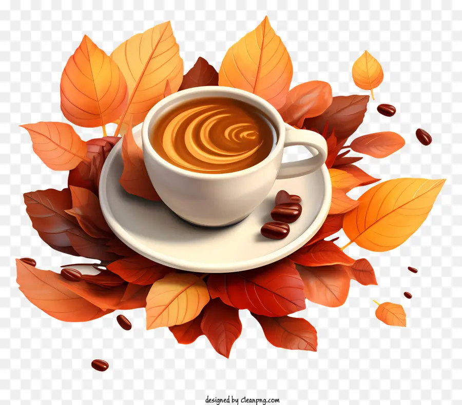 Hojas De Otoño，Cup Of Coffee PNG