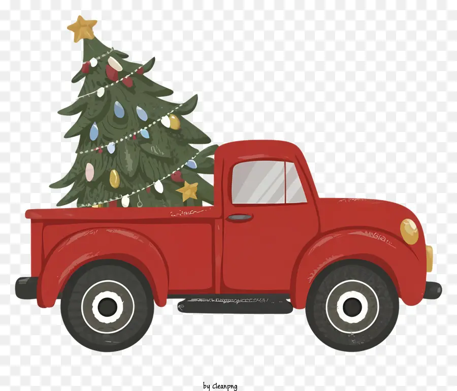 Camioneta Roja，árbol De Navidad PNG