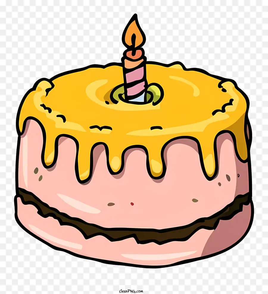 Pastel De Cumpleaños，Vela Encendida PNG