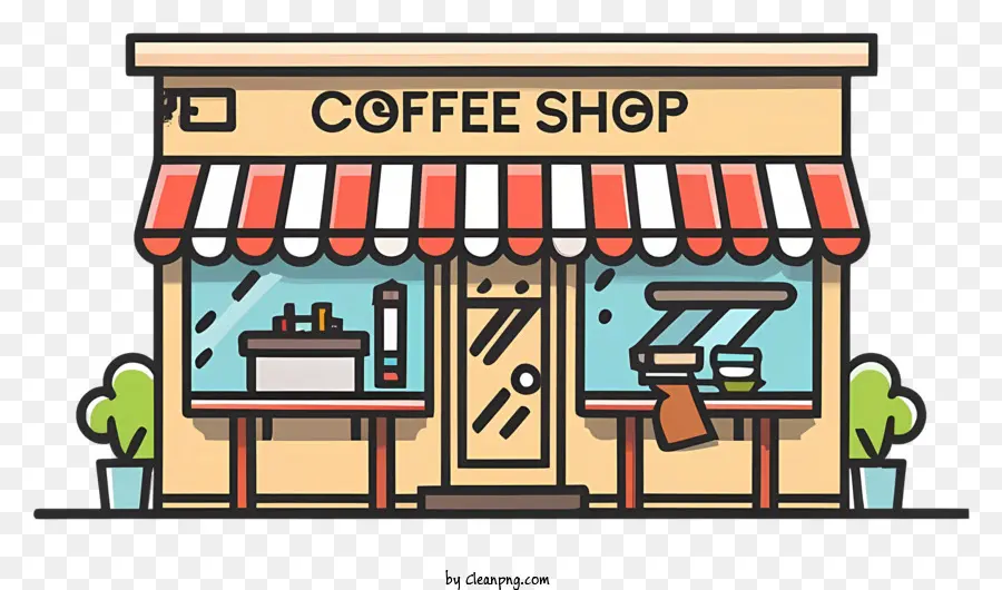 Cafetería，Ilustración De Color Plano PNG