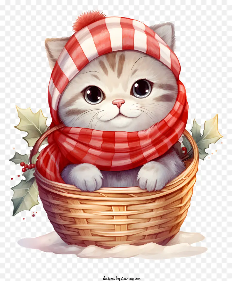 Lindo Gatito，Gato En Cesta PNG