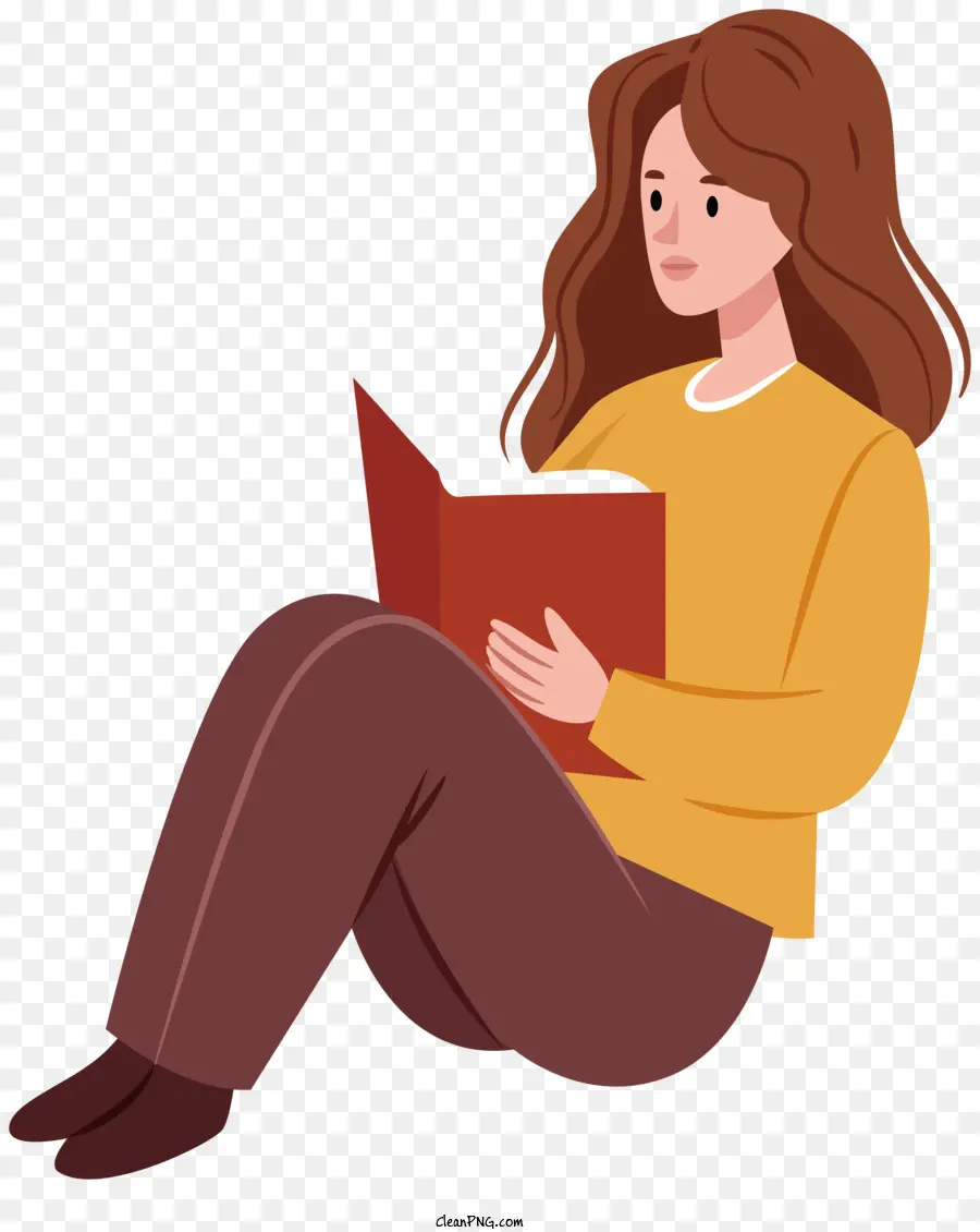 Mujer Leyendo，Camisa Amarilla PNG