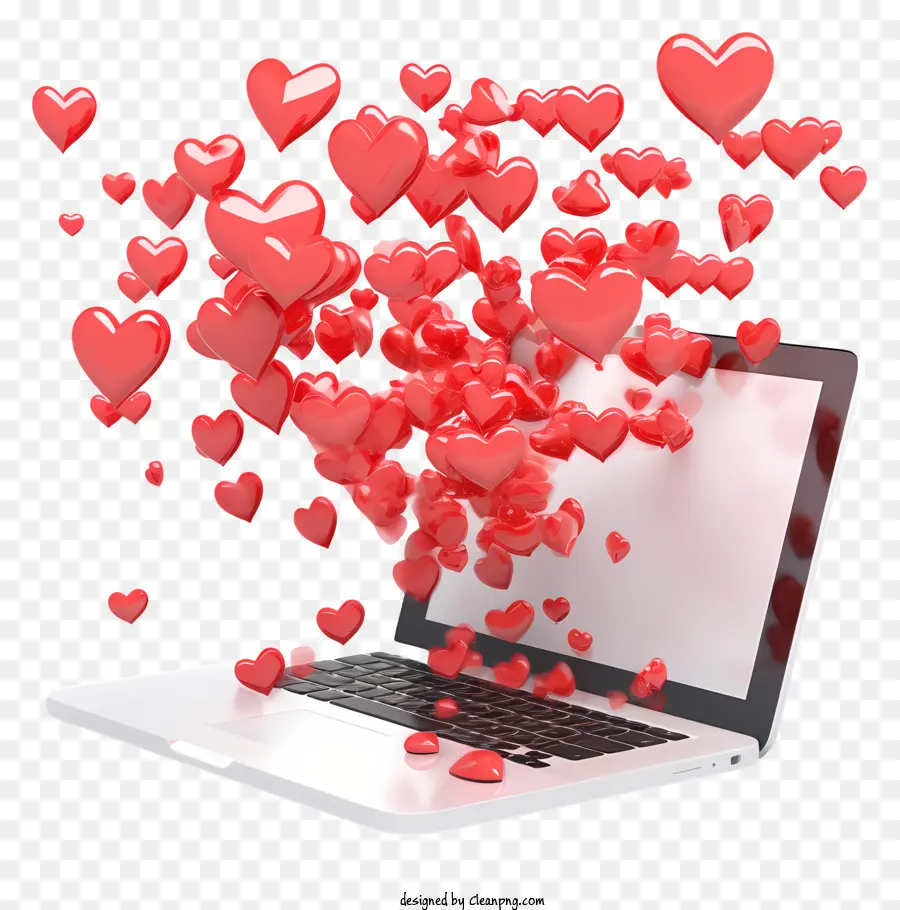 Computadora Portátil，Portátil Con Corazones PNG