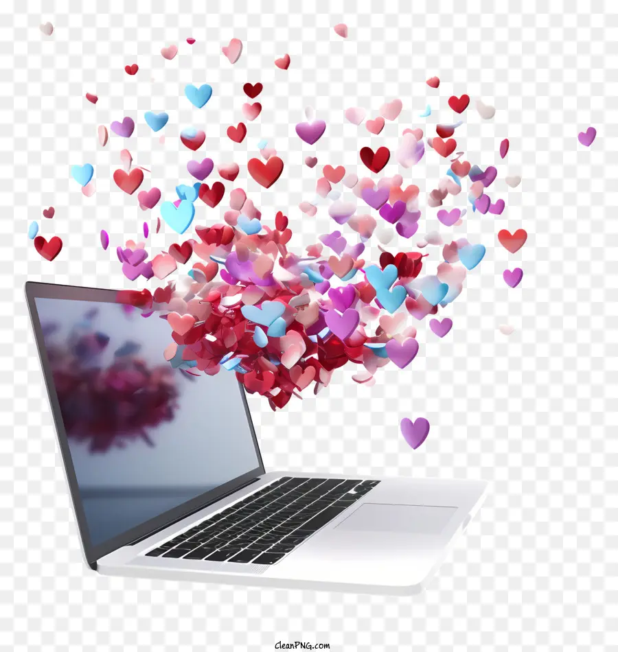 Computadora Portátil，Portátil Con Corazones PNG