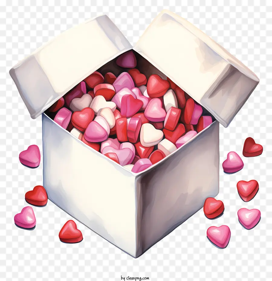 Dulces Del Día De San Valentín，Caja De Cartón Blanco PNG