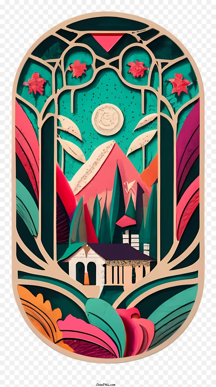 Ilustración De Papel De Colores，Montaña PNG