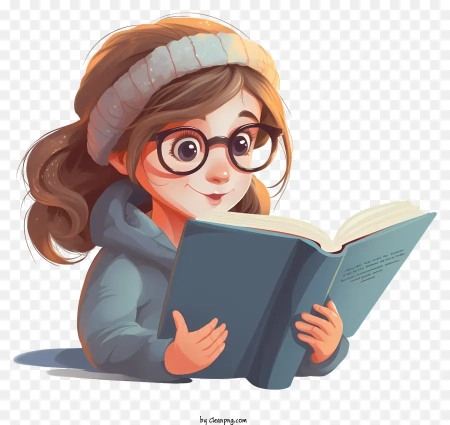 Chica Leyendo Un Libro，Gafas PNG