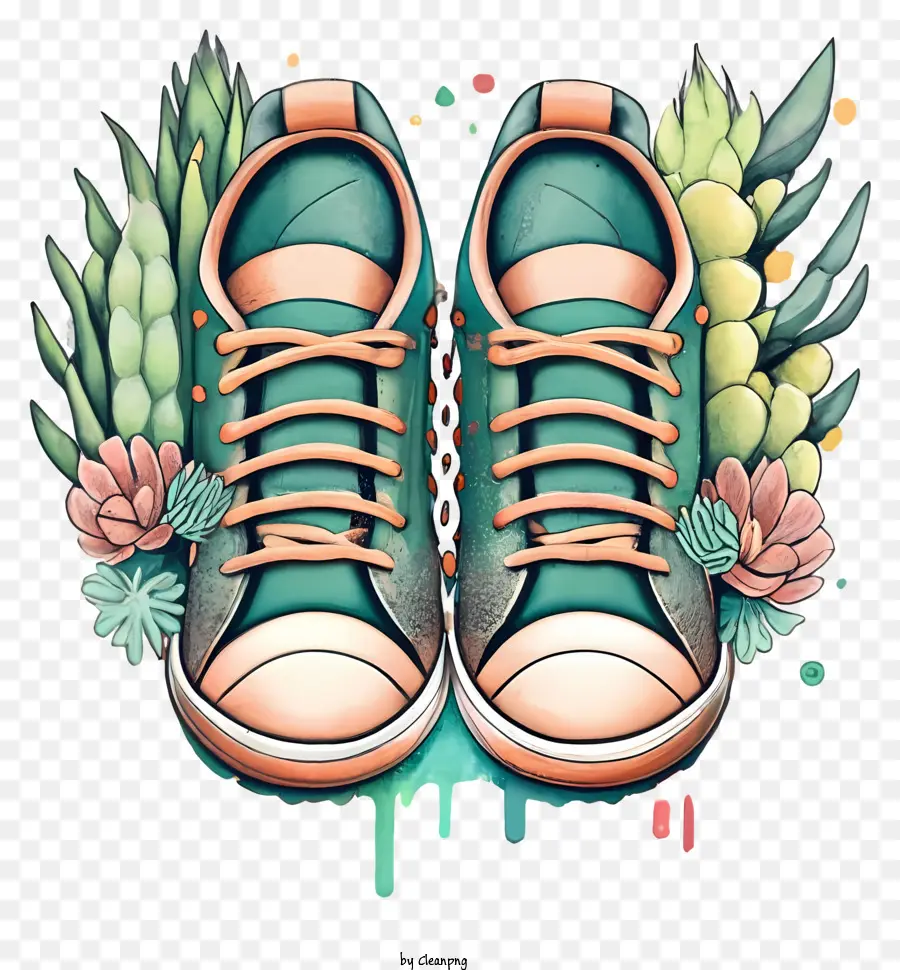 Zapatillas，Zapatillas Con Plantas PNG