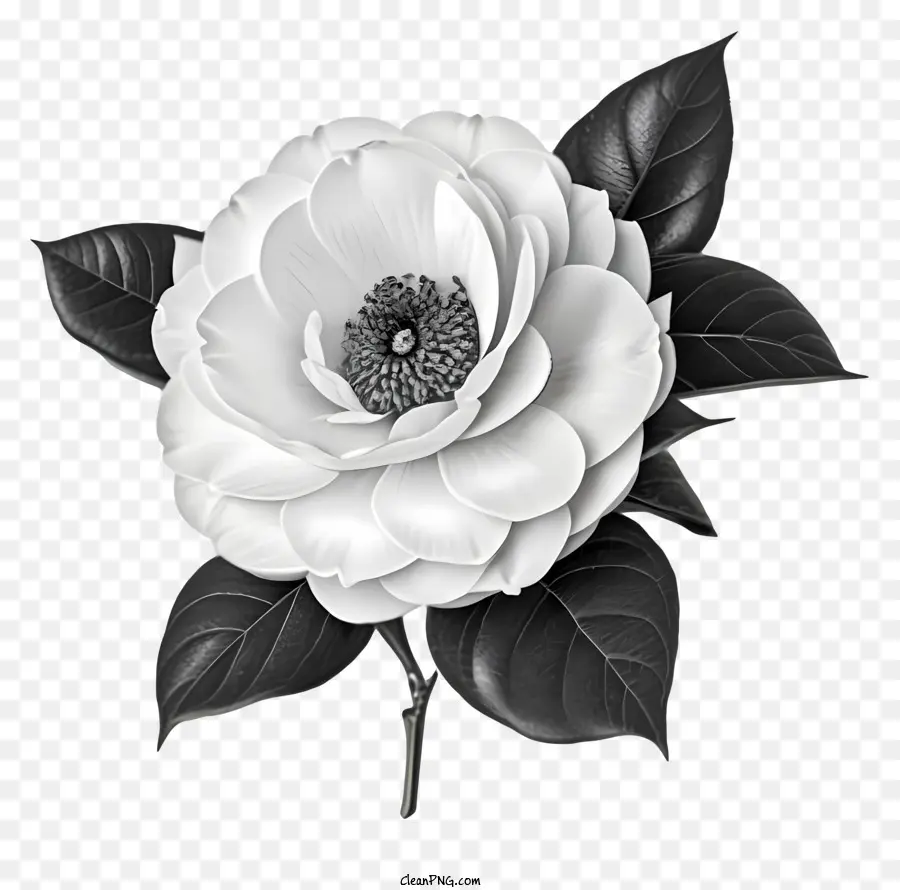 Flor Blanca，Hojas Negras PNG