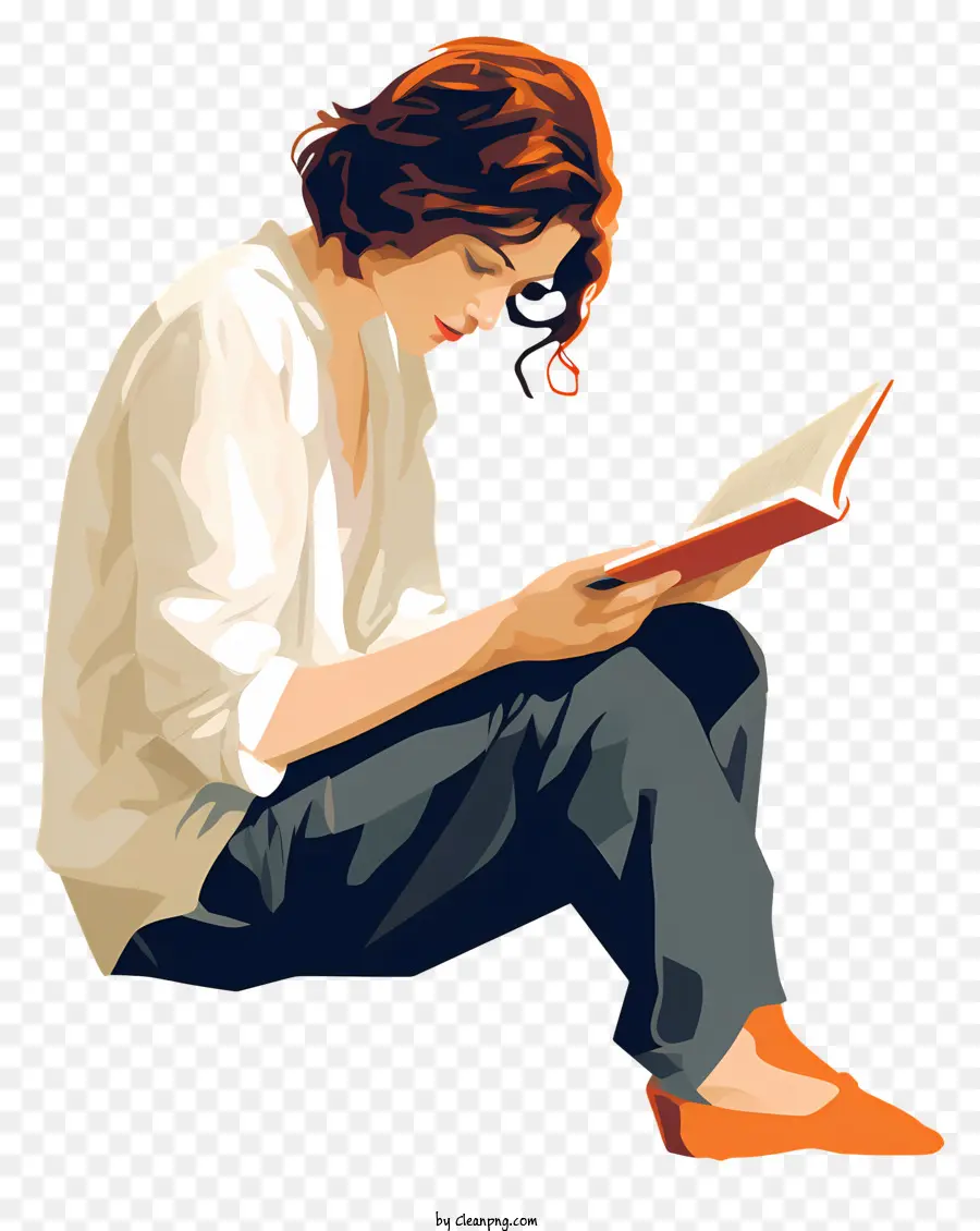 Mujer Leyendo，Libro PNG